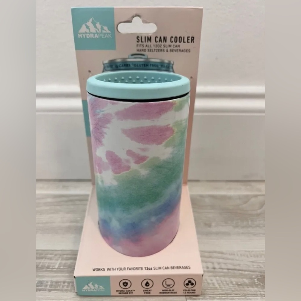 HydraPeak 12 oz Slim Can Cooler TIE DYE Sweat Free Double Walled FAST SHIP
